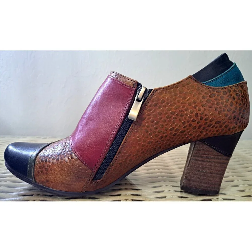 L'Artiste by Spring Step Women's 9.5 Fia Ankle Boot Multicolor Leather Side Zip
